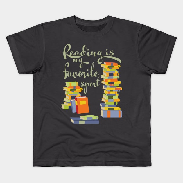 Reading is my favorite sport Kids T-Shirt by candhdesigns
